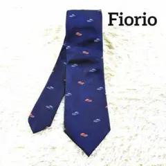 【美品】Fiorio フィオリオ ネクタイ ネイビー 車柄 シルクのサムネイル