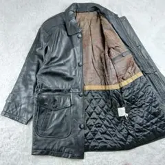 80s-90s 羊革 ラムレザー カーコート L 黒 ヴィンテージ 本革