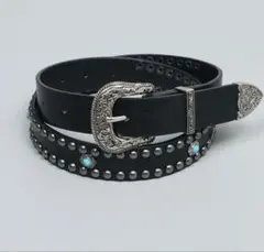 ウエスタンベルト スタッズ ターコイズ 黒 韓国 Y2K ユニセックス