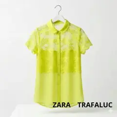 【土日お値下げ】ZARA Trafaluc レース半袖シャツ イエロー Mサイズのサムネイル