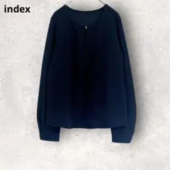 インデックス　長袖ブラウス　M ネイビー　プリーツ　通勤　セレモニーのサムネイル