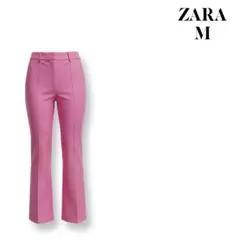 ZARA フレアパンツ ピンク Mサイズ センタープレス スラックス 美脚パンツ
