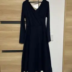 Dazy ネイビー ラップスタイル 長袖ロングワンピース カシュクール