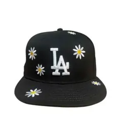 ニューエラ LA デイジー 刺繍 59FIFTY 黒 7 1/2 花