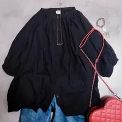 アーバンリサーチドアーズ コットン ボイル タック ギャザー ブラウス ブラック