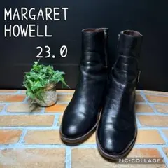 マーガレットハウエルイデア　レザーショートブーツ　ストラップ　２３　ブラック