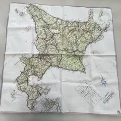 【ヴィンテージ】北海道 地図 ハンカチ 昭和レトロ 観光土産 鉄道路線図