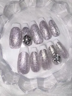 ネイルチップ　マグネットネイル　フレンチネイル　ワンホン