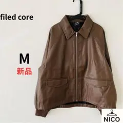 ワークマン フィールドコア フェイクレザー ライダースブルゾン M 茶　裏アルミ