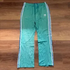 adidas トラックパンツ エメラルドグリーン 2XL Y2K 裾ジップ