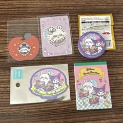 ちいかわ×サンリオ　モモンガ クロミ　缶バッジ　ステッカー　ちいぽけノベルティ