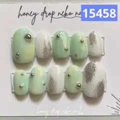 No.005 パステルニュアンスネイル。　ネイルチップ　グリーン