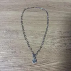 シルバーリンクチェーンネックレス コインチャーム付き