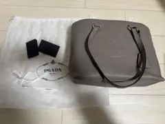 PRADA トートバッグ レザー グレー ヴィッテロダイノ