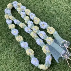 【新品未使用・匿名便】フラワーボヘミアンマクラメ編み込スマホショルダーストラップ