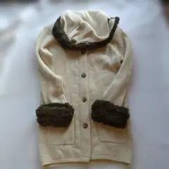 クリーム色リブ編みジャケット