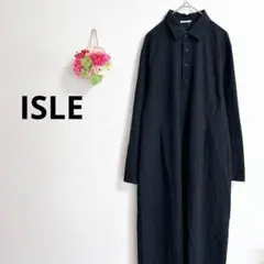 a5930 ISLE ロングシャツワンピース　ブラック　長袖　ナイロン　日本製