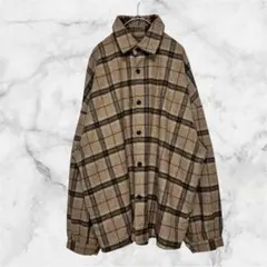 【チャオパニック】　美品　チェック柄シャツジャケット　ブラウン系　Mサイズ