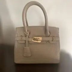 グレー クロコダイル風ハンドバッグ