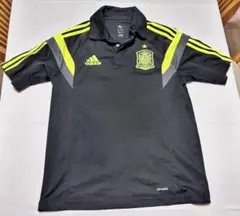 adidas スペイン代表 ポロシャツ 黒/蛍光イエロー