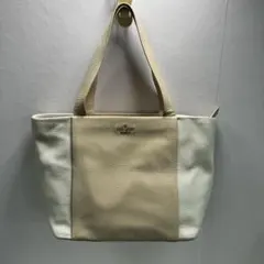 kate spade NEW YORK レザートートバッグ　ベージュ×ホワイト