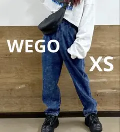 wego ウエストフリルデニムマムパンツXS ブルー