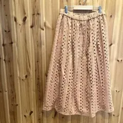 【イノウェーブ】スカート　レース柄　裏地付き　オレンジ系　コットン100％　Ｌ