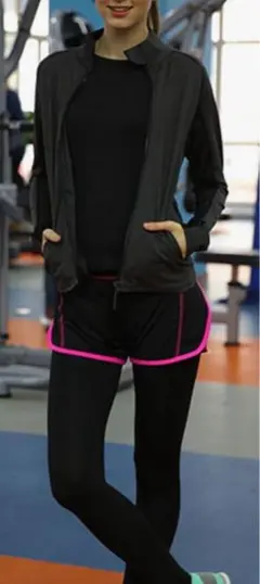 新品／パンツ付きレギンス／ウォームアップウェア／ランニングパンツ　短パン