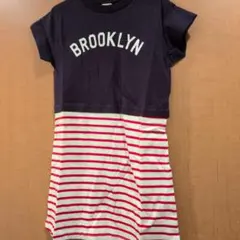 未使用　プティマイン　petit main　ボーダーＴシャツワンピース　120