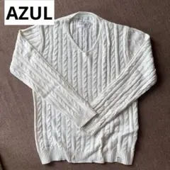 AZUL by moussy ケーブル編みニットセーター XL ホワイト