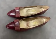 YSL イヴサンローラン リボン レディース ヒールパンプス レッドブラウン