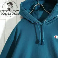 人気 チャンピオン リバースウィーブ スウェットパーカー M相当 グリーン 古着