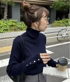 DISCOAT　リブタートル　　袖口ボタン　ネイビー