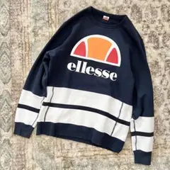 最終値下げ 美品 希少 ellesse エンボスロゴプリントトレーナー ネイビーのサムネイル