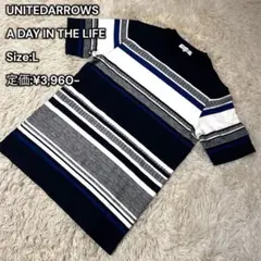 美品　ユナイテッドアローズ　ランダムボーダー クルーネック Tシャツ　春服