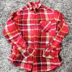 赤系チェック柄 長袖シャツ　UNIQLO