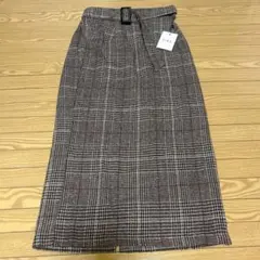 GRL チェック柄 ベルト付きタイトスカート S