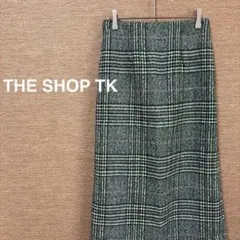1989【SHOP TK】タイトロングスカート　緑　チェック柄【M】キレカジのサムネイル