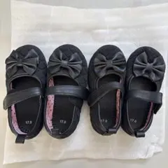 ブラック フォーマルシューズ 17.0 cm 双子　リボン