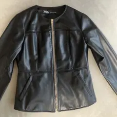 ZARA ブラックフェイクレザージャケット L