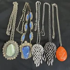 【H】お買い得✨大ぶり　メッキ　ペンダント　ネックレス　5点　まとめ売り✨