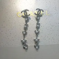 Chanel シルバー ロングピアス パール付き