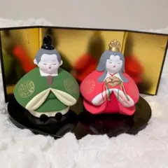 陶器 雛人形 赤・緑 15cm