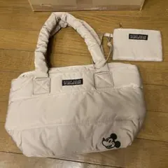 MICKEY MOUSE トートバッグ ポーチ付き ベージュのサムネイル