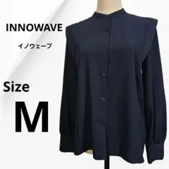 『INNOWAVE』ブラウス【M】ノーカラー フルボタン 上品 きれいめ 長袖
