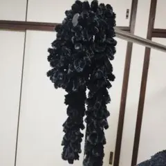 マラボーフリル ブラック マフラーとニット帽セット ゴージャスセクシーカジュアル