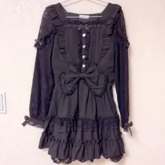 LIZLISA リズリサ ティアラリボンティアードワンピース ブラック