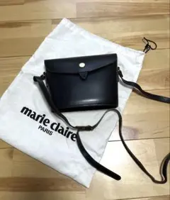 美品marie claire マリクレール ショルダーバッグ ブラックレザー牛革