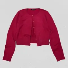 INGNI♡クロップドカーディガン　クルーネック　アンゴラ混　ピンク　M