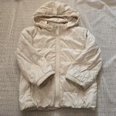 アイボリー フード付き中綿コート